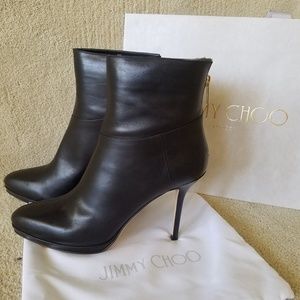 $1100 Jimmy Choo Black Leather Ankle Boots